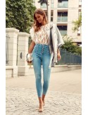 Fitted high-waisted denim pants 6169 - Online store - Boutique